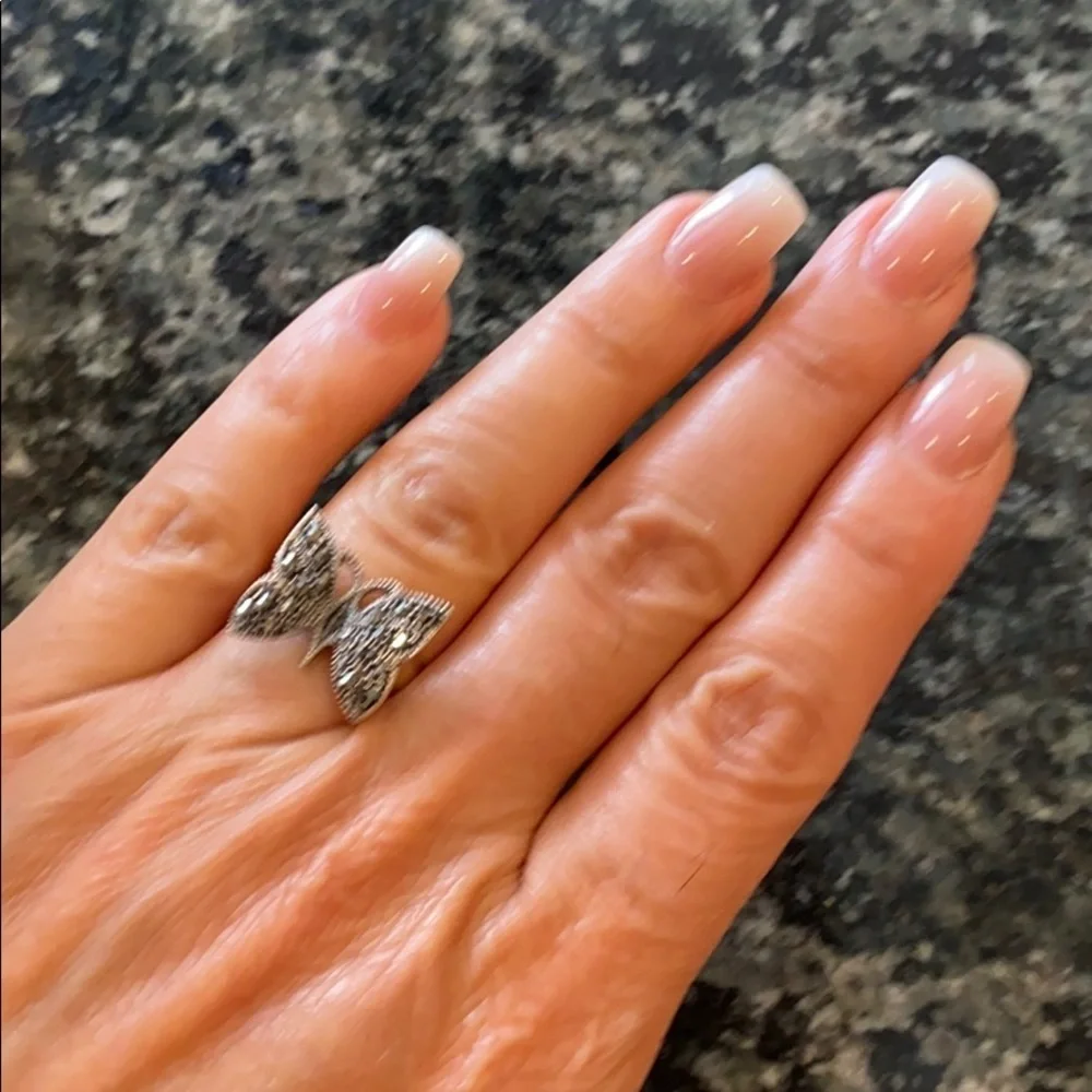 New Black Oxidized Butterfly Ring CZ Ring size 6